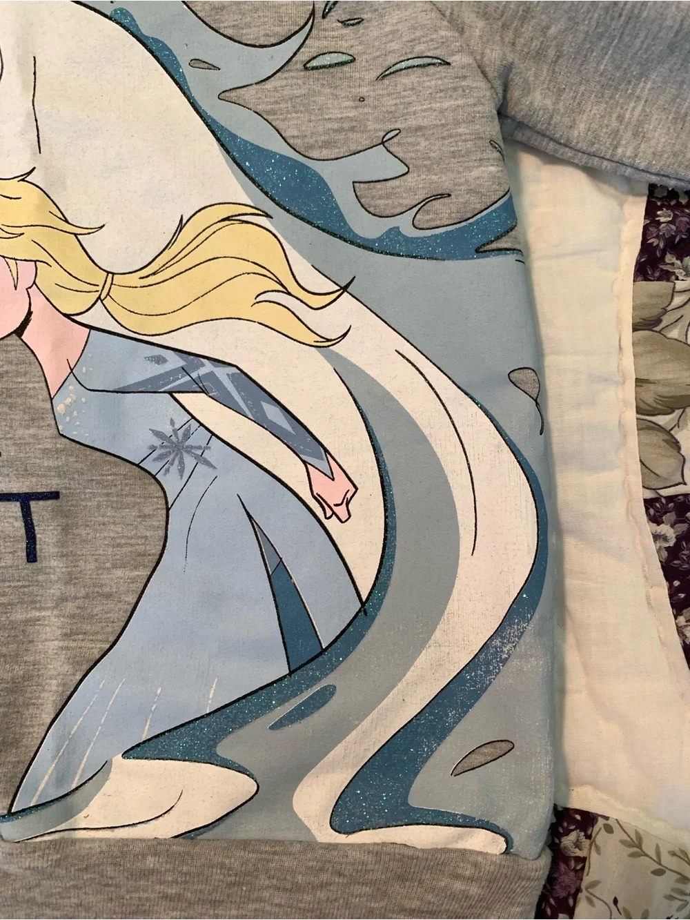 Disney Girls Gray Frozen 'Wake Your Spirit' Sweatshirt with Blue Graphic